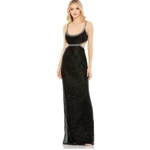 Mac Duggal BEADED OPEN BACK CUT-OUT GOWN Size 4 NWT